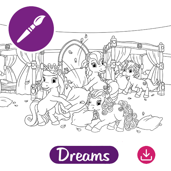 Lissy Pony Malbild Kissenschlacht