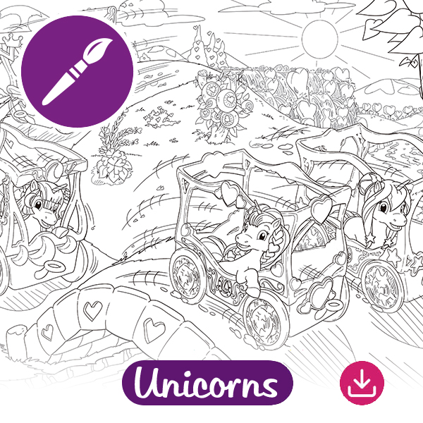 Lissy Pony Malbild Kutschenrennen